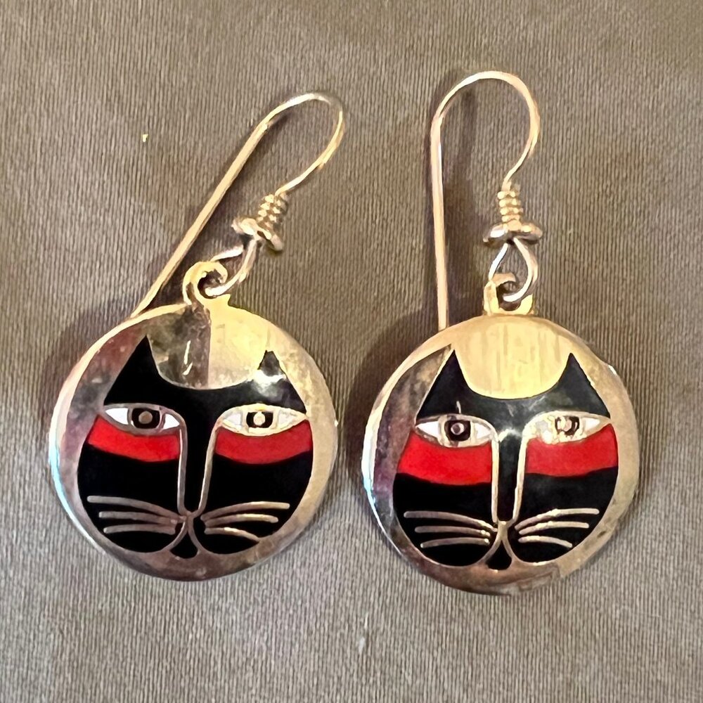 Vintage Laurel Burch "Moon Cat" Earrings